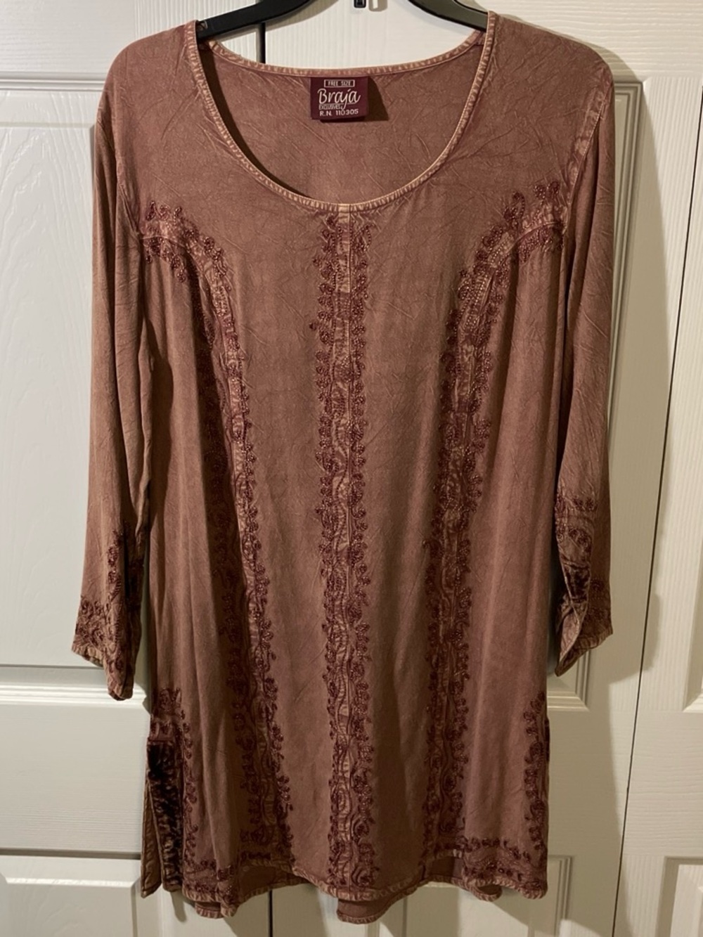 Women's Rust/Mauve Embroidered Tunic Top